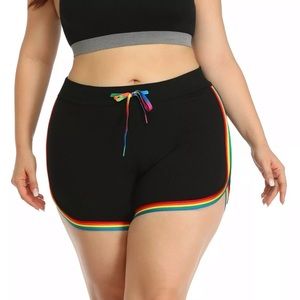 NWOT Rainbow dolphin hem black active shorts